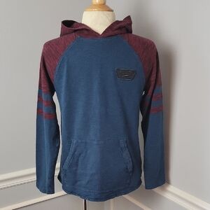 VANS Blue Maroon Marled Lightweight Skate Punk Casual Pull Over Hooded Shirt‎ L